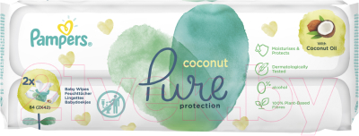 Влажные салфетки детские Pampers Pure Protection Coconut (2x42шт)