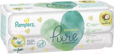 Влажные салфетки детские Pampers Pure Protection Coconut (2x42шт)
