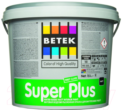 

Краска Betek, Белый, Super Plus для внутренних работ