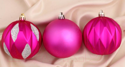 Набор шаров новогодних Зимнее волшебство Анданте / 4941748 (3шт, розовый)