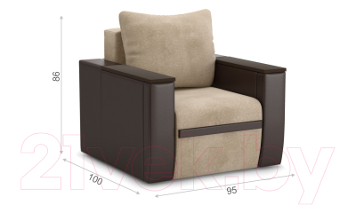 Кресло мягкое Sofos Атика New тип D нераскладное (Cortex Beige/Teos Dark Brown/венге)