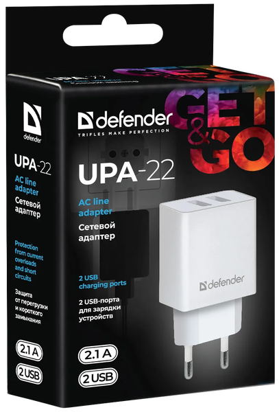 Адаптер питания сетевой Defender UPA-22 / 83580 (белый)