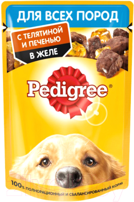 

Корм для собак Pedigree, Для взрослых собак всех пород с телятиной и печенью в желе