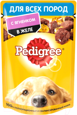 Влажный корм для собак Pedigree Для взрослых собак всех пород с ягненком в желе (85г)