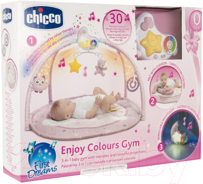 Развивающий коврик Chicco Enjoy Colors Gym 3 в 1 / 98661 (розовый)