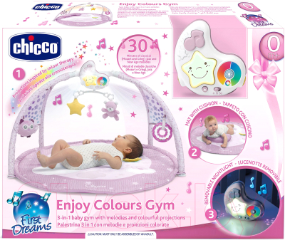 Развивающий коврик Chicco Enjoy Colors Gym 3 в 1 / 98661 (розовый)