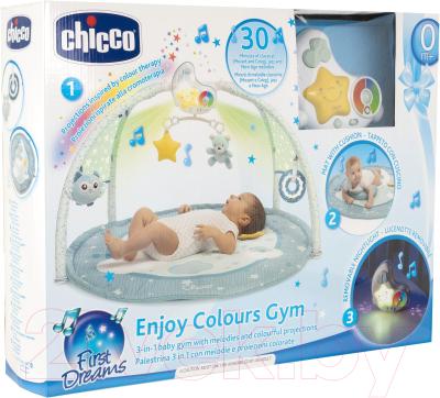 Развивающий коврик Chicco Enjoy Colors Gym 3 в 1 / 98662 (голубой)