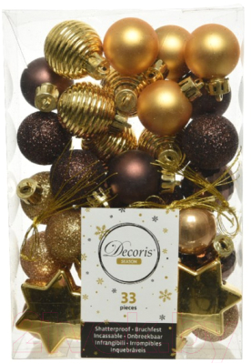 

Набор ёлочных игрушек Decoris, Золотистый;коричневый, Шары микс 020 / 020151