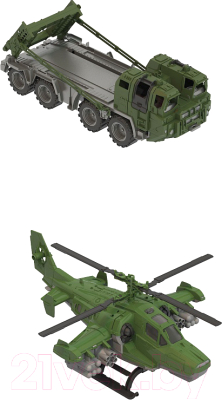 Автовоз игрушечный Нордпласт Военный тягач. Щит с вертолетом / 256