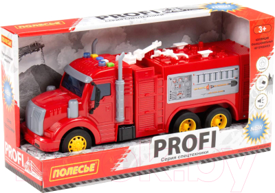 Автомобиль игрушечный Полесье Профи. Пожарный со звуком и светом / 86518 (инерционный)