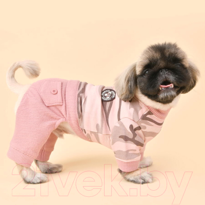 Спортивный костюм для животных Pinkaholic Marie / NAUD-OP7649-PC-L (L, розовый камуфляж)
