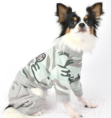 Спортивный костюм для животных Pinkaholic Marie / NAUD-OP7649-LC-S (S, серый камуфляж)