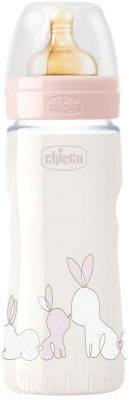 Бутылочка для кормления Chicco Original Touch Girl с латексной соской / 340728557 (330мл)