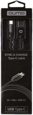 Кабель Qumo USB 3.0 - Type C (1м, черный)