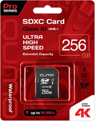Карта памяти Qumo SDXC (Class 10) 256GB UHS-I U3 Pro (QM256GSDXC10U1)