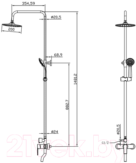 Душевая система Milardo Helic HELSB1FM06