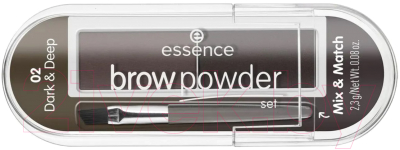 

Тени для бровей Essence, Брюнет/шатен (коричневый);брюнет (чёрный), Brow Powder Set тон 02