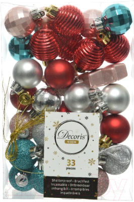 

Набор ёлочных игрушек Decoris, Красный;синий;серебристый;розовый, Шары / 023495