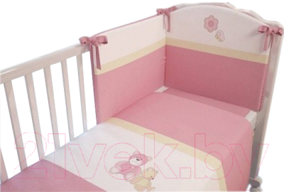 Комплект постельный для малышей Polini Kids Плюшевые мишки 3 (120x60, розовый)