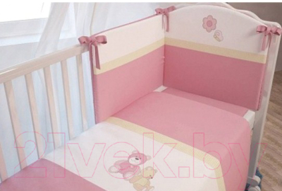 Комплект постельный для малышей Polini Kids Плюшевые мишки 3 (120x60, розовый)