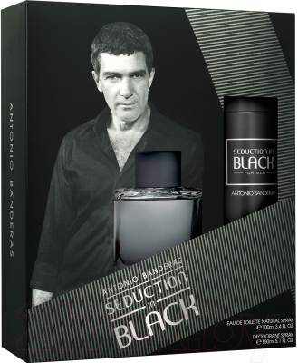 Парфюмерный набор Antonio Banderas Seduction In Black туалетная вода 100мл + дезодорант-спрей 150м (мужской)
