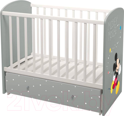 Детская кроватка Polini Kids Disney Baby 750 Микки Маус (белый/серый)