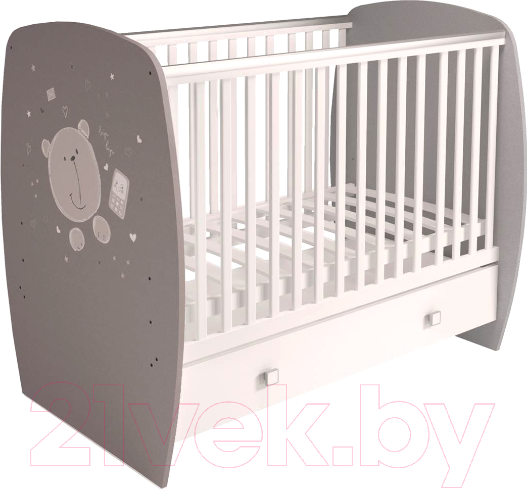 Детская кроватка Polini Kids French 710 Teddy с ящиком