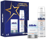 Набор косметики для бритья Gillette Skinguard Sensitive пена д/б д/чувств. кожи алоэ+бальзам п/брит. (250мл+75мл) - 