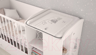 Детская кровать-трансформер Polini Kids French 800 Amis с комодом (белый)