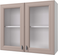 Шкаф навесной для кухни Горизонт Мебель Ева 80 с витриной (мокко софт) - 