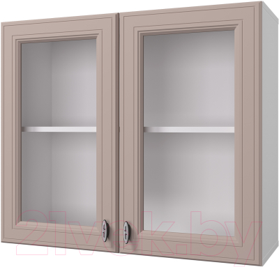 Шкаф навесной для кухни Горизонт Мебель Ева 80 с витриной (мокко софт)