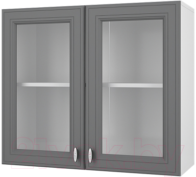Шкаф навесной для кухни Горизонт Мебель Ева 80 с витриной (графит софт)