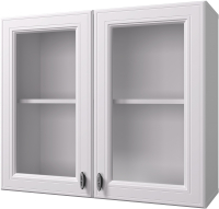 Шкаф навесной для кухни Горизонт Мебель Ева 80 с витриной (белый софт) - 