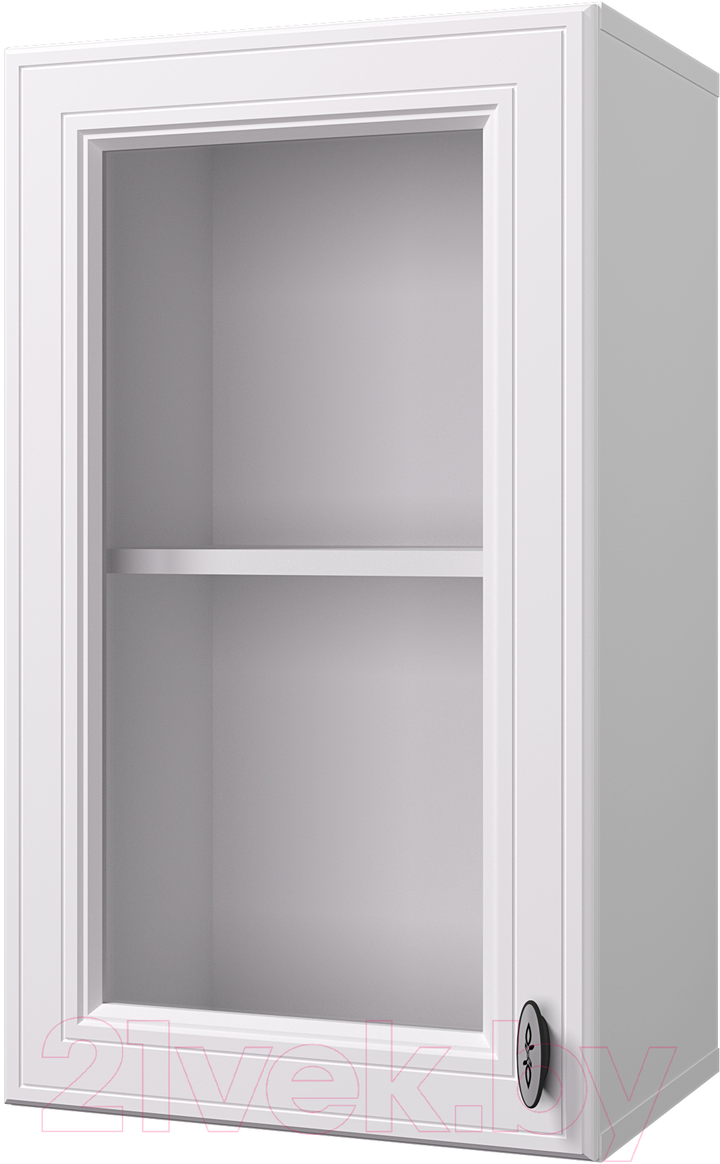 Шкаф навесной для кухни Горизонт Мебель Ева 40 с витриной (белый софт)