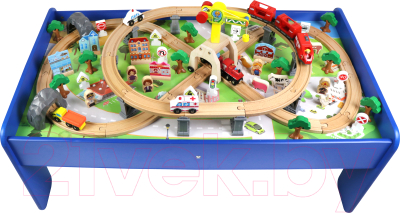 Железная дорога игрушечная Edwone Поезд с вагоном на батарейках / 17А01 (100 предметов)
