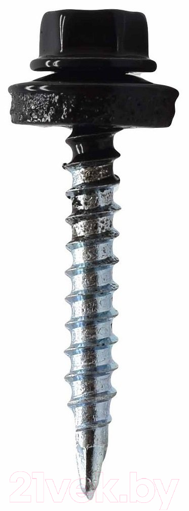 Саморез Starfix Кровельный по металлу 4.8x19 шайба с прокл PT3 / SMC2-102307-250 (250шт, оцинкованный, RAL 9005 черный янтарь) — фото 1