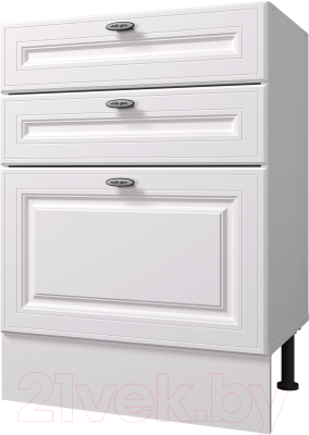 Шкаф-стол кухонный Горизонт Мебель Ева 60 3 ящика (белый софт)