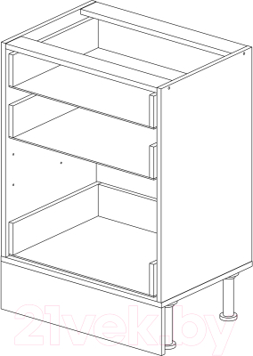 Шкаф-стол кухонный Горизонт Мебель Ева 60 3 ящика (мокко софт)