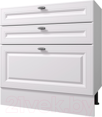 Шкаф-стол кухонный Горизонт Мебель Ева 80 3 ящика (белый софт)