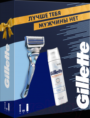 Набор для бритья Gillette Skinguard Sensitive Станок+1смен кас+Пена д/бритья экстракт Алоэ (250мл)