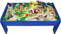 Железная дорога игрушечная Edwone Поезд с вагоном на батарейках с тунелем 16А02 / E21A02 (100 предметов) - 