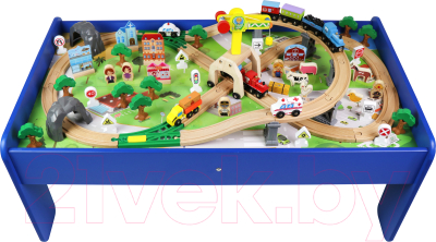 Железная дорога игрушечная Edwone Поезд с вагоном на батарейках с тунелем 16А02 / E21A02 (100 предметов)