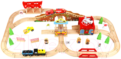 Железная дорога игрушечная Edwone Поезд с вагоном на батарейках / 18А12 (80 предметов)
