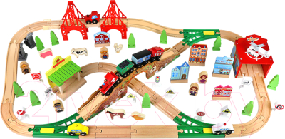 Железная дорога игрушечная Edwone Поезд с вагоном на батарейках. С мостом 17Р04 / E21A04  (110 предметов)