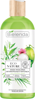 Мицеллярная вода Bielenda Eco Nature кокосовая вода+зеленый чай+лемонграсс детоксифицир. (500мл)
