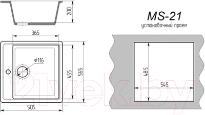 Мойка кухонная Maxstone MS-21-10 (черный металлик глянец)