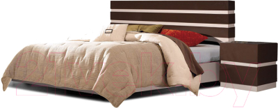 Двуспальная кровать Мебель-КМК 1600 Хилтон 0651.1 (капучино светлый/мокко глянец)