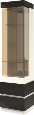 Шкаф-пенал с витриной Мебель-КМК Хилтон 0651.17 правый (капучино светлый/мокко глянец)