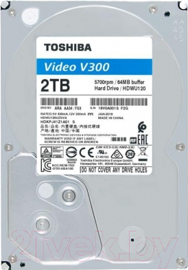 

Жесткий диск Toshiba, Sata-III 2TB V300 (HDWU120UZSVA)
