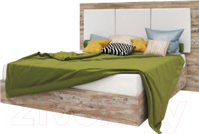 Двуспальная кровать Мебель-КМК 1600 Роксет 0554.8 (дуб юккон/белый глянец)